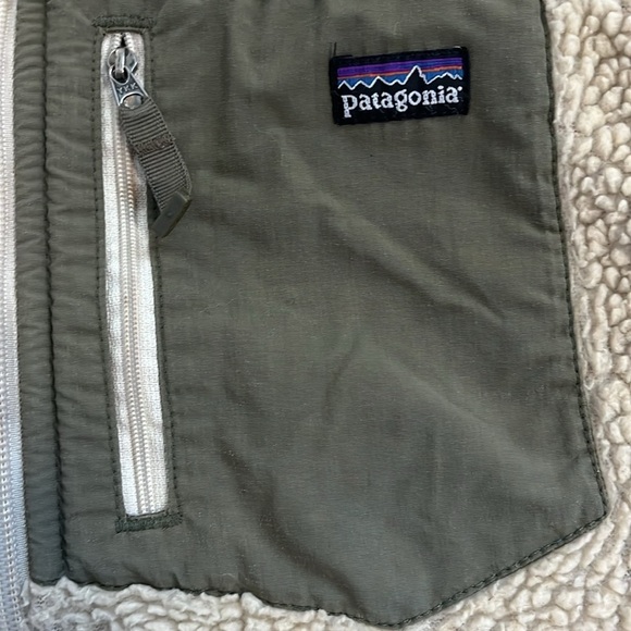 Patagonia Kids Retro-X Deep Pile Fleece Green/Off White Sz L(12) - Picture 2 of 11